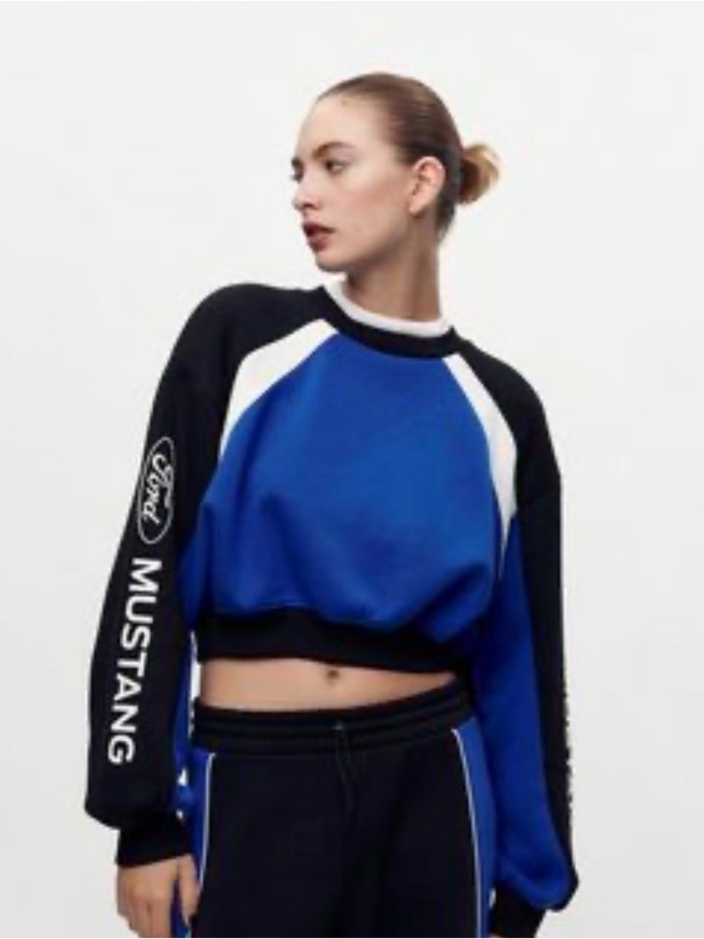 Zara Ford Mustang Cropped Colorblock Sweatshirt L - Picture 9 of 9